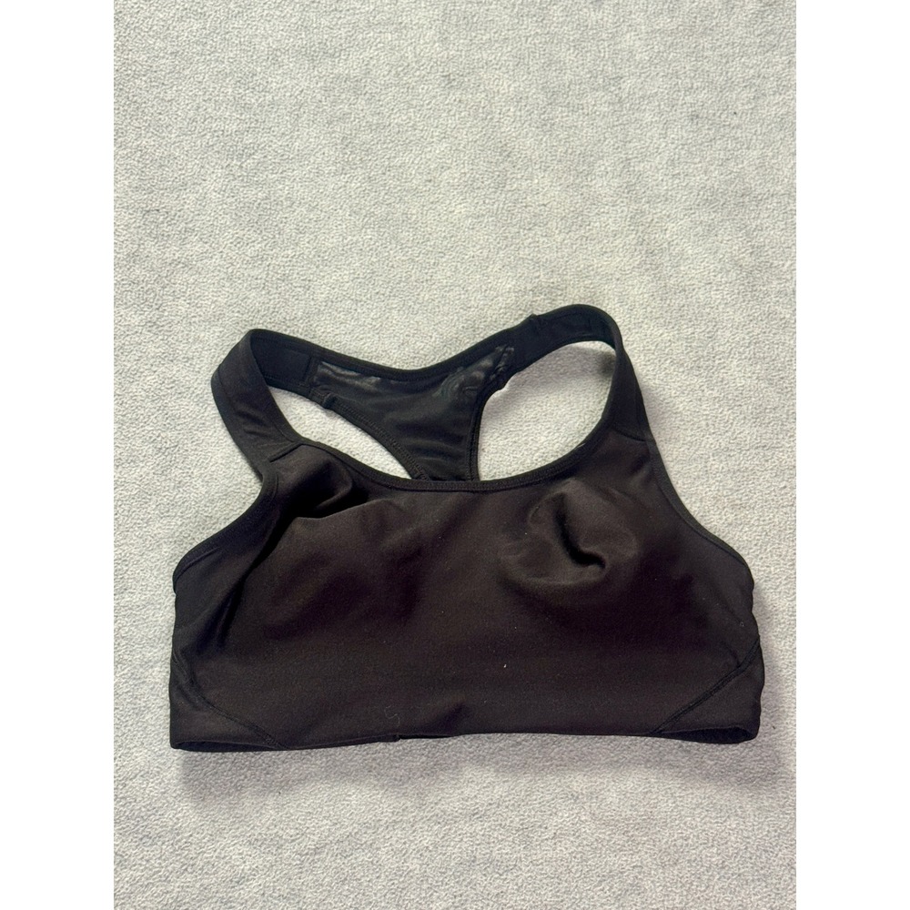 Champion Black Racerback High Impact Sports Bra Mesh Panel Reflective Logo